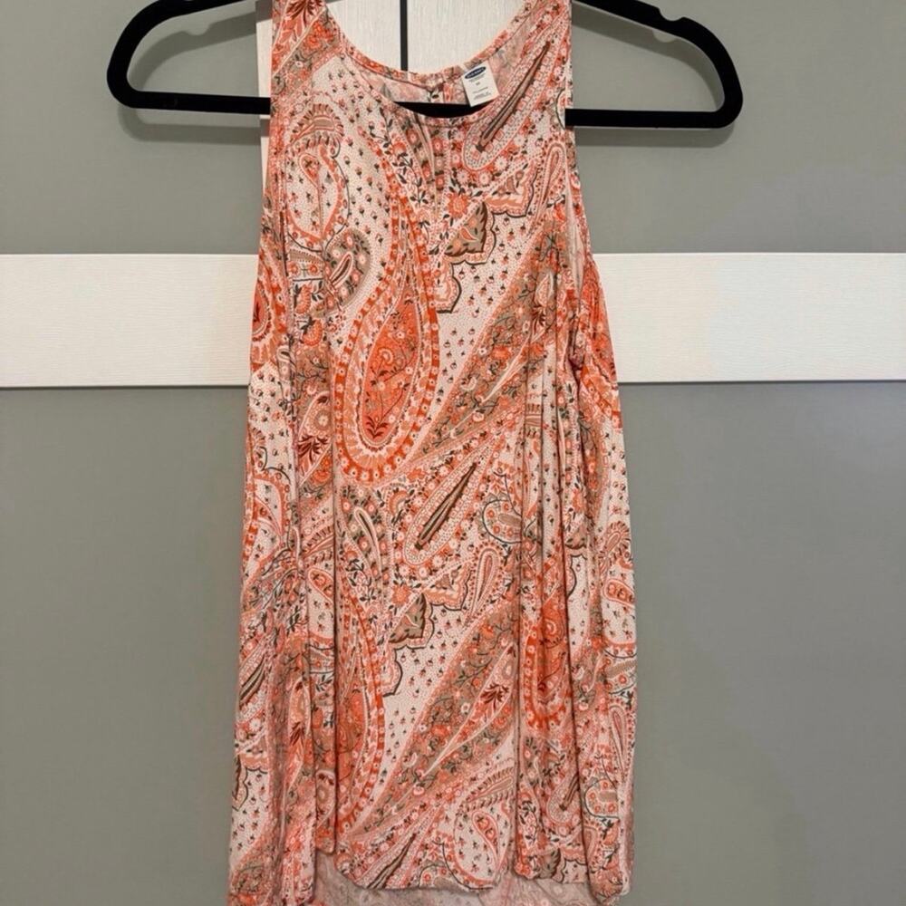 Old Navy Sleeveless Paisley Swing Tank Top Women’s Medium Orange Boho
